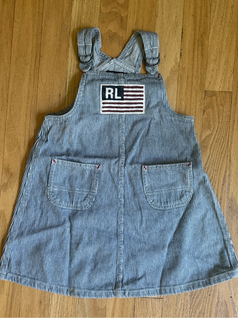 Polo jeans Ralph Lauren Childs Small Blue & White Striped overalls denim Dress